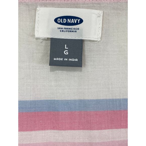 Old Navy Striped Fringe Cotton Shirt Tunic Cover Up Kimono Size L Resort Beachy - Picture 3 of 10